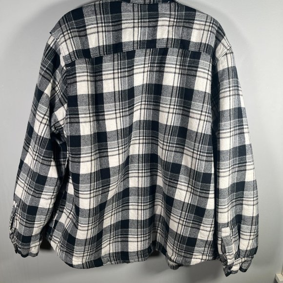 Telluride 100% Cotton Fleece Lined Flannel Button Up Jacket Mens Sz XL BLK/WHITE - Picture 10 of 13